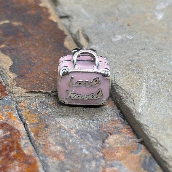 Pink Suitcase Love Travel Bracelet Charm Bead -S925 Sterling Silver Fits Pandora - Picture 2 of 5